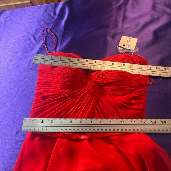 NEW๐Fiesta Fire Red Strapless Mini Cocktail - Party Chiffon Dress w/ Lace-Up - Picture 12 of 16